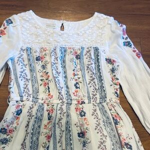 Coastal Cowgirl gauze flowy dress Sz 5 Monsoon Floral salt washed pastels lace